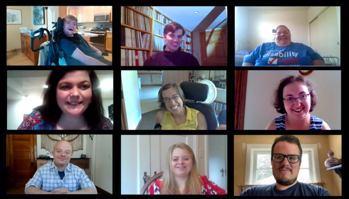 Screenshot of self-advocates on Zoom